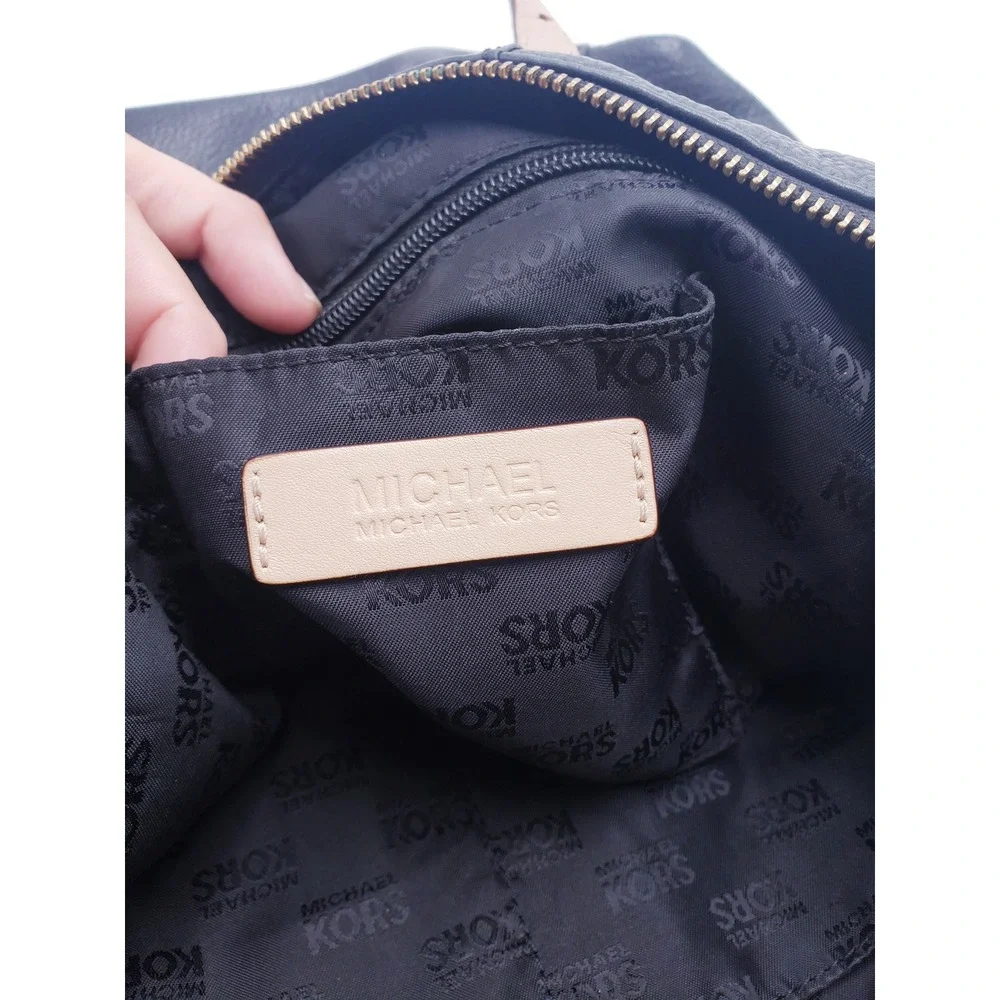 Michael Kors Tote Bag Black Leather Gold Hardware Satchel Purse Large